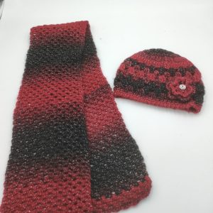 Red & Black hat and scarf