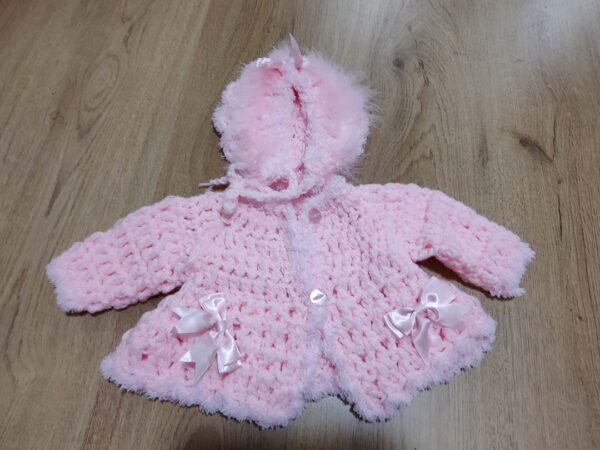 pink furry cardigan set