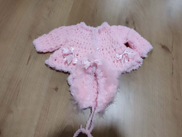 pink furry cardigan set - Image 3